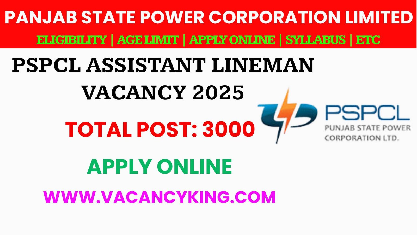 PSPCL Assistant Lineman Recruitment 2025