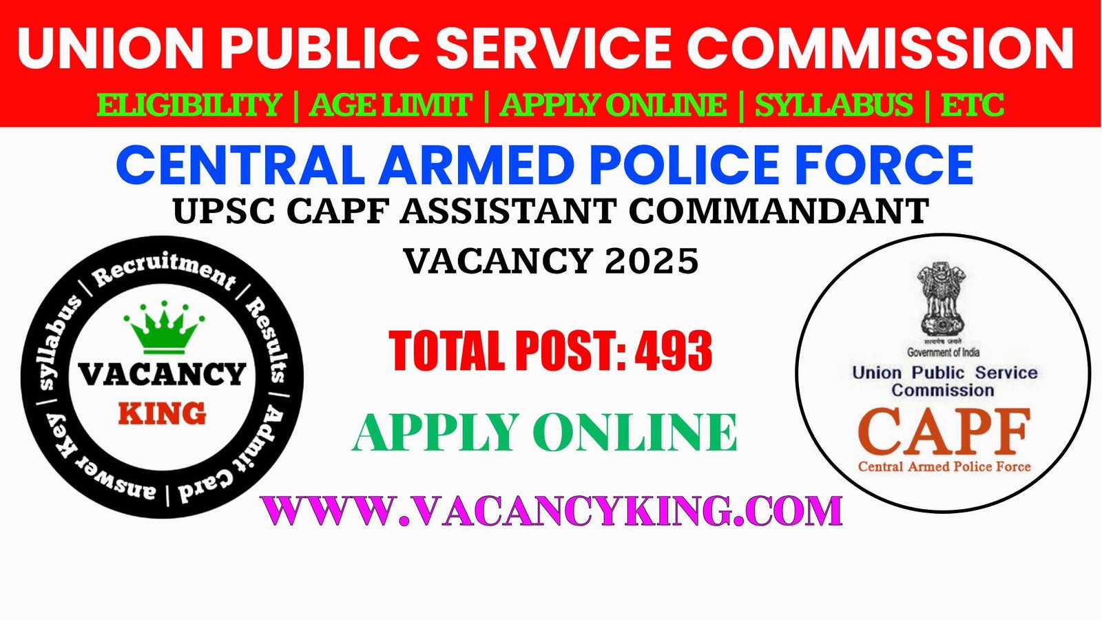 UPSC CAPF Assistant Commandant Recruitment 2025